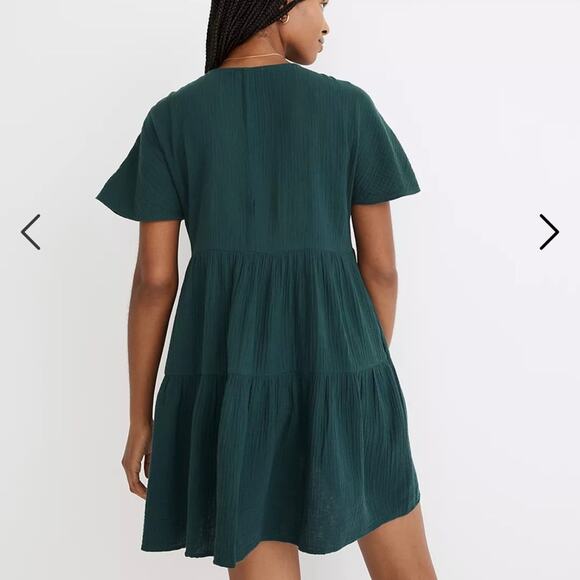 Madewell Lightspun Popover Tiered Mini Dress in Teal Gauzy Dress Women's XS $98 - Picture 2 of 9